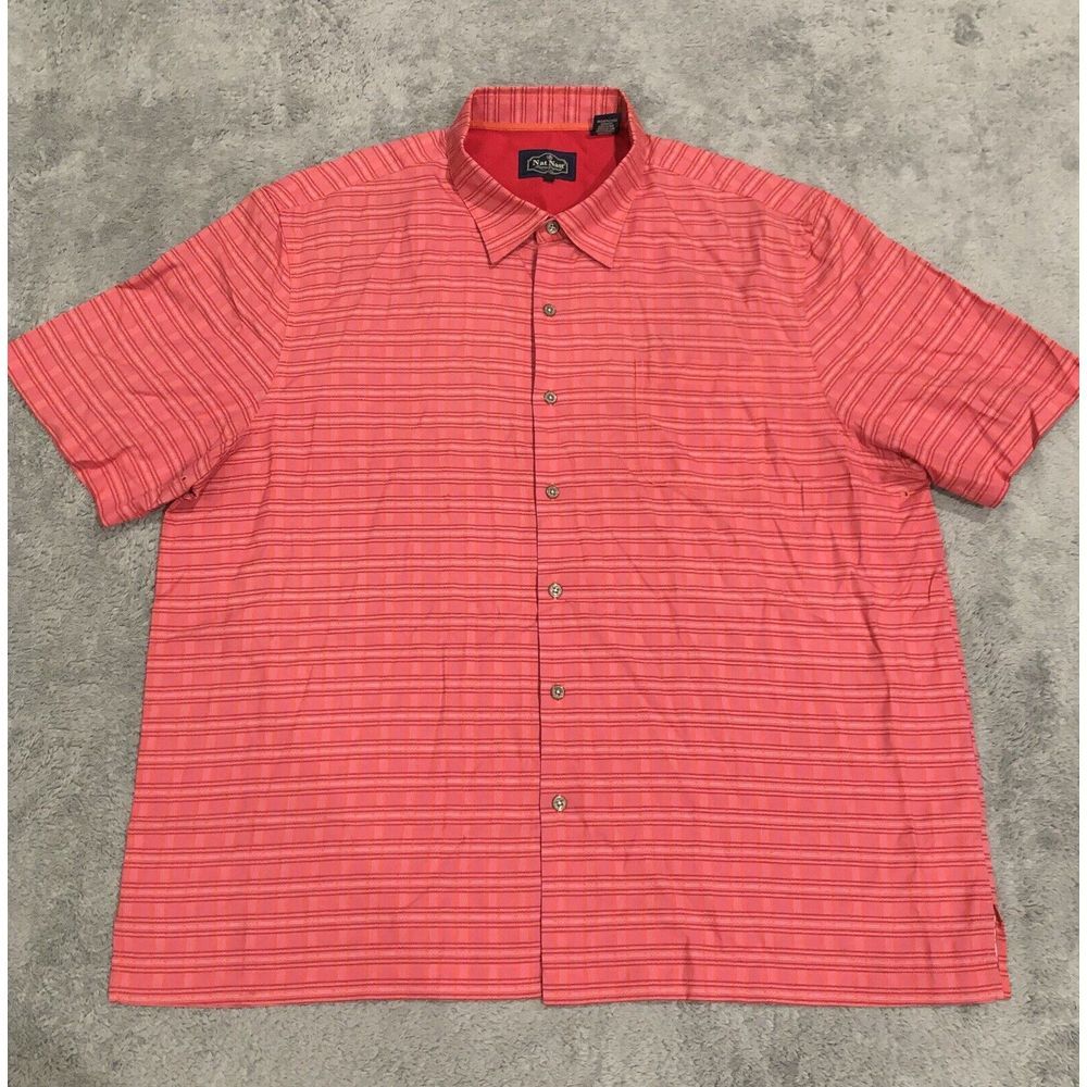 Nat Nast Coral Striped Button Down Shirt